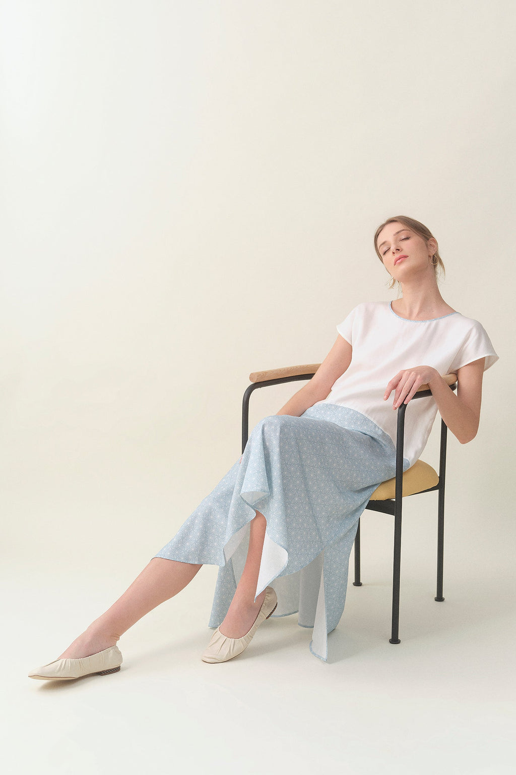 Cap-sleeve Maxi Dress - Sky Print