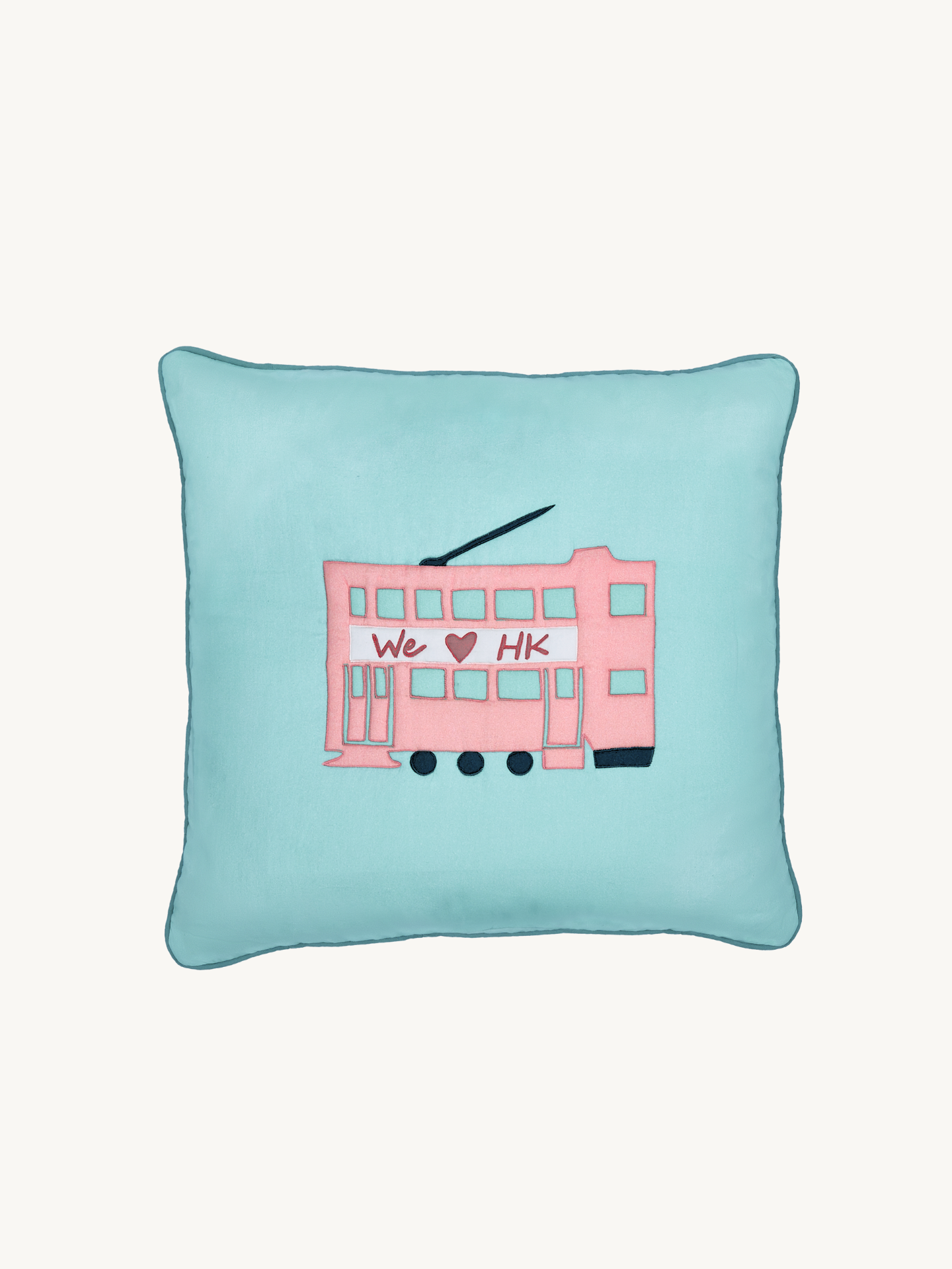 Pink Tram - Cotton Cushion Cover - We Love Hong Kong｜Kids Cushion