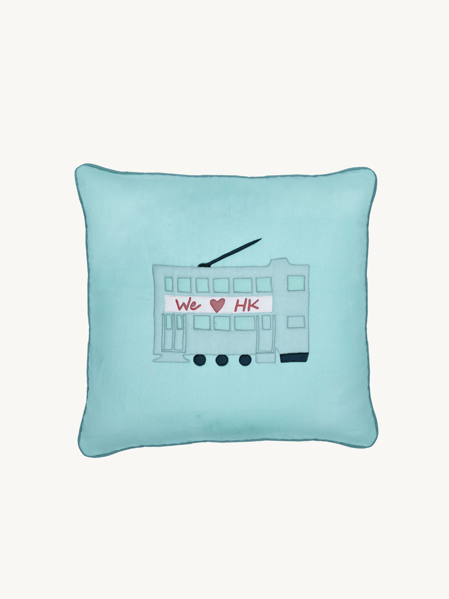 Blue Tram - Cotton Cushion Cover - We Love Hong Kong｜For Kids