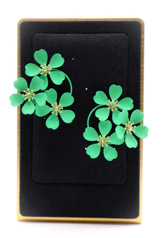 Green Blooms Earrings â€?Luxury Green Floral Statement Earrings