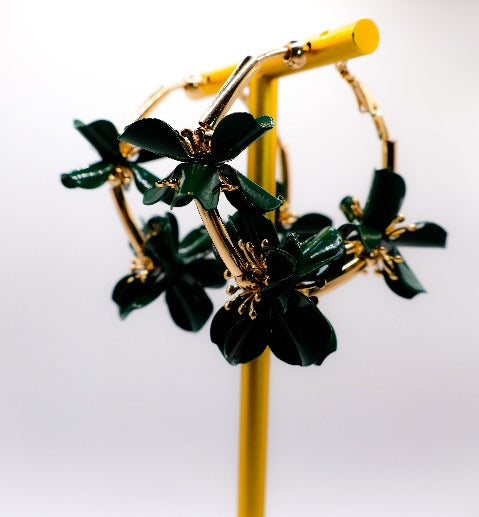 Floral Luxe Hoops â€?Gold Flower Hoop Earrings