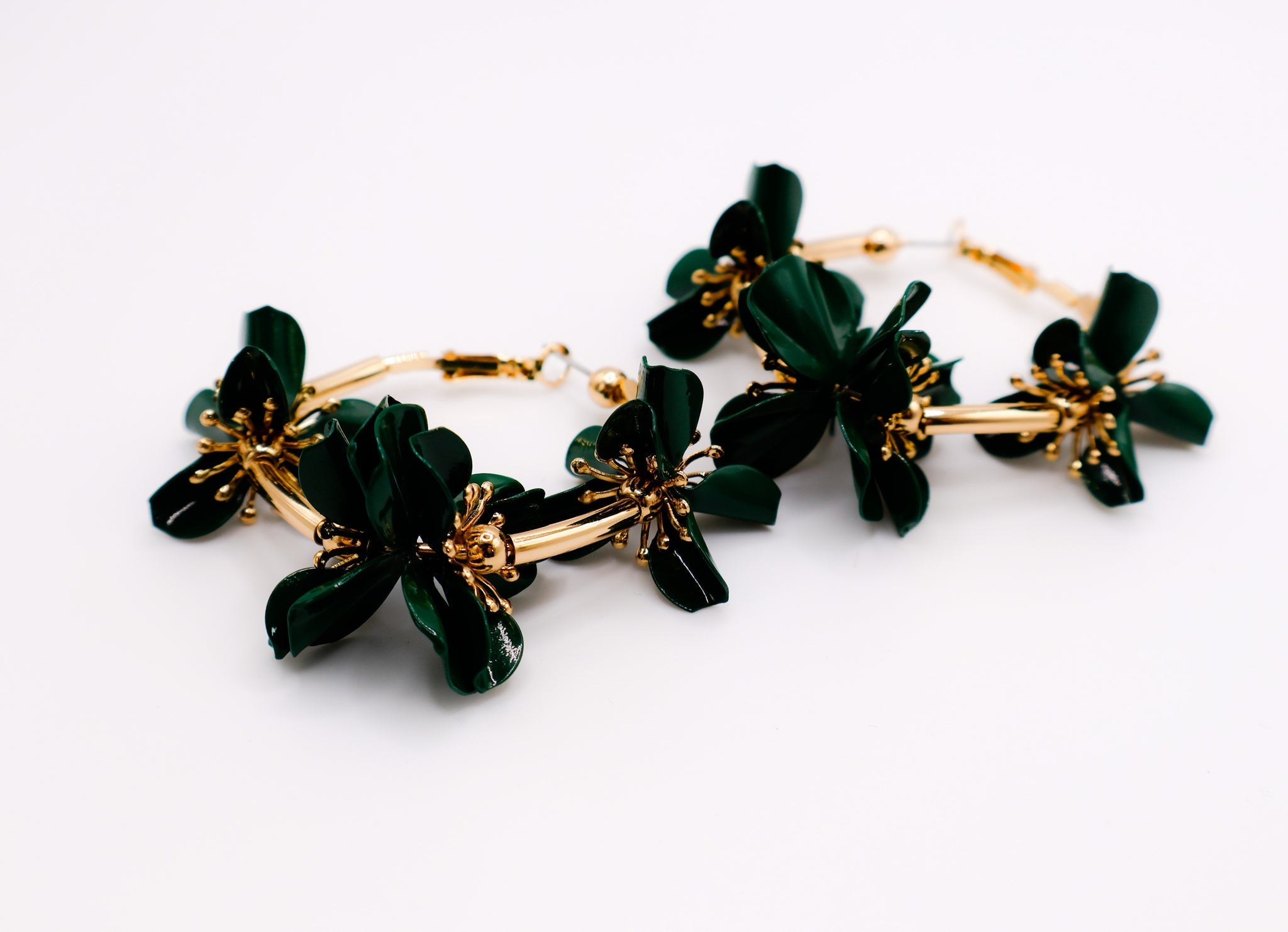 Floral Luxe Hoops â€?Gold Flower Hoop Earrings