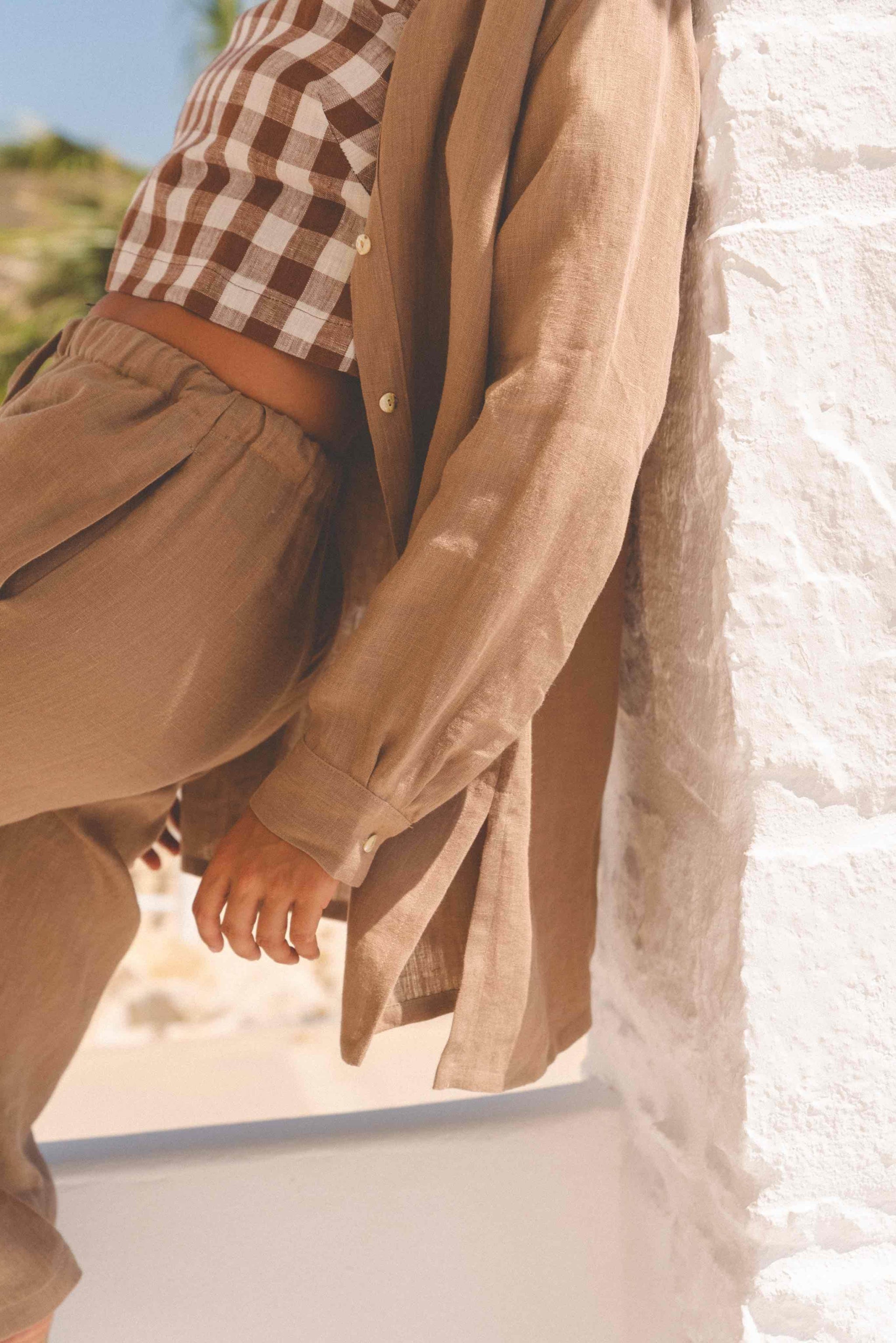 Marrakesh oversized linen shirt in Rosy Brown