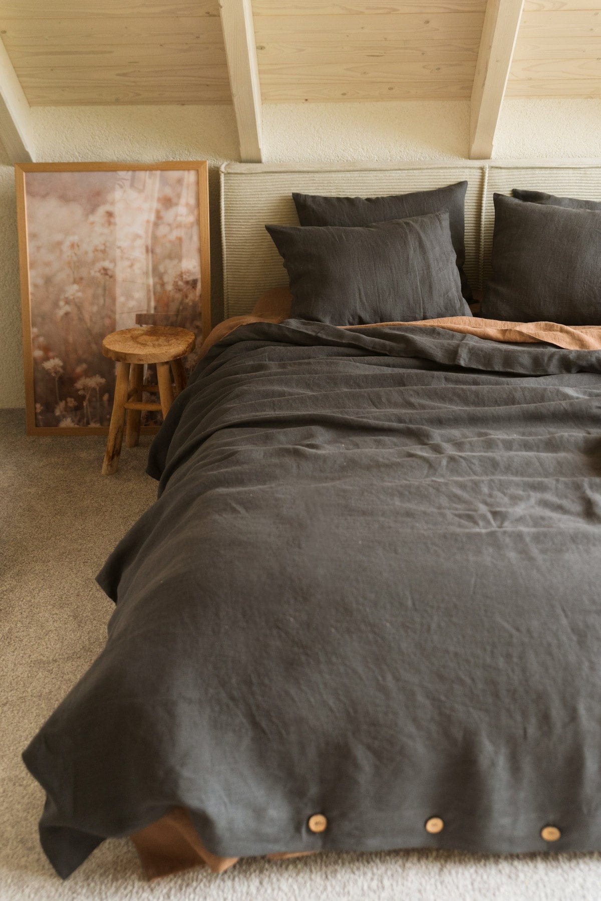 Linen sheets set in Charcoal