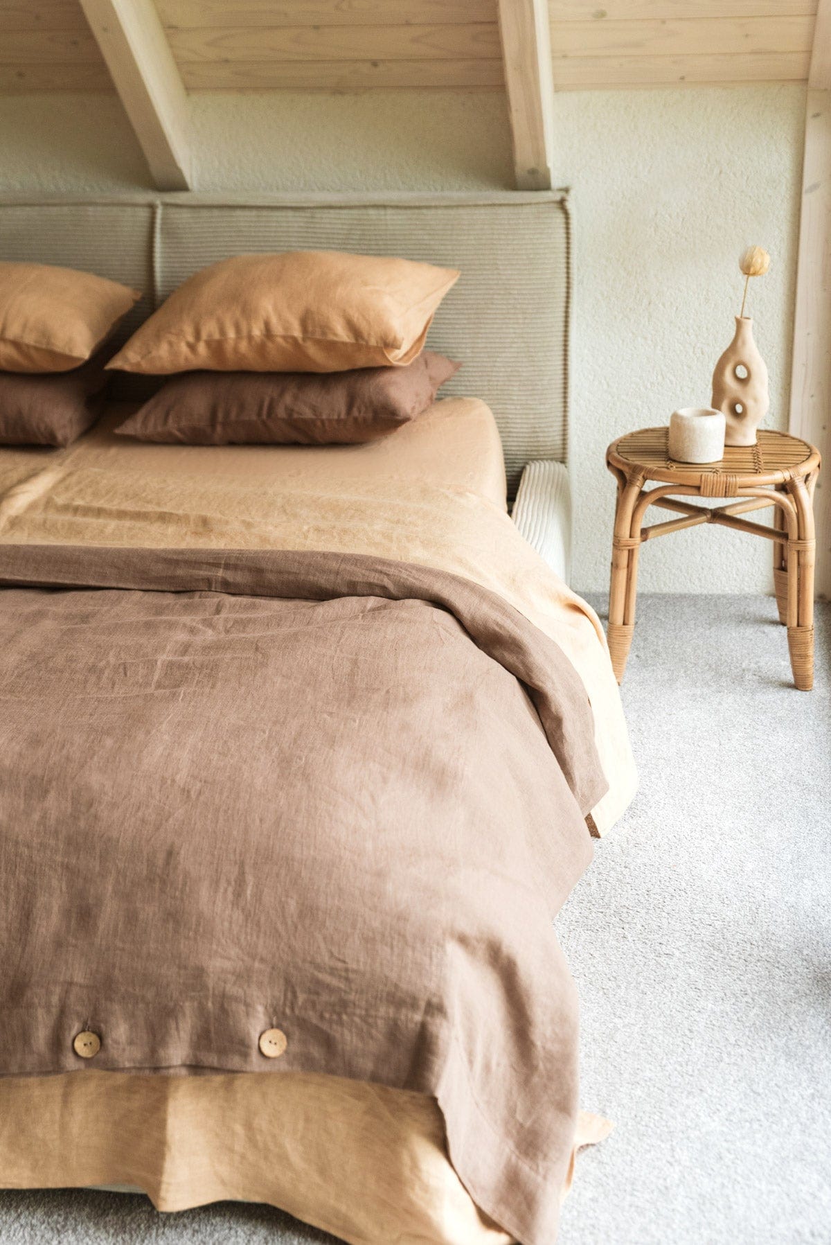 Linen duvet cover in Rosy Brown