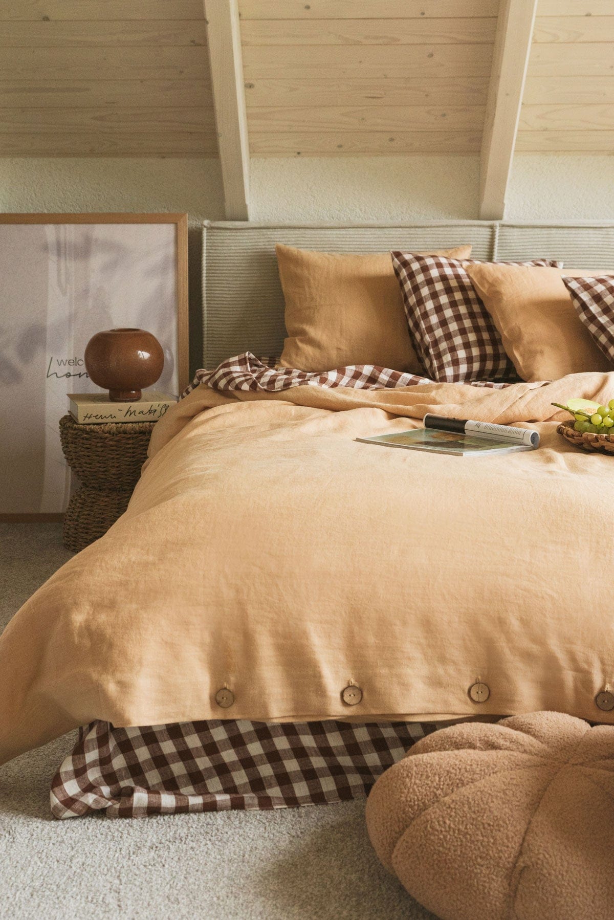 Linen duvet cover in Mustard