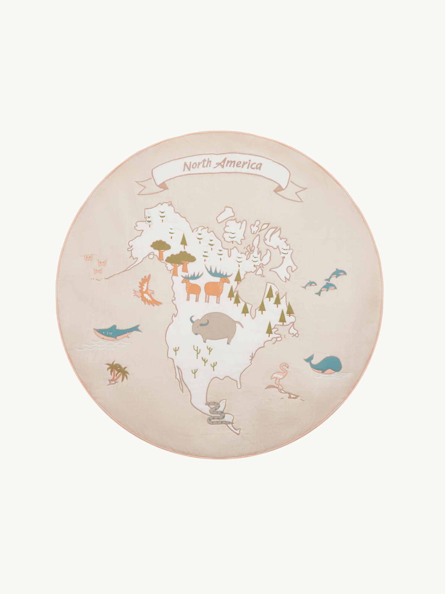 North America Round Floor Cushion - The Explorer｜Kids Cushion