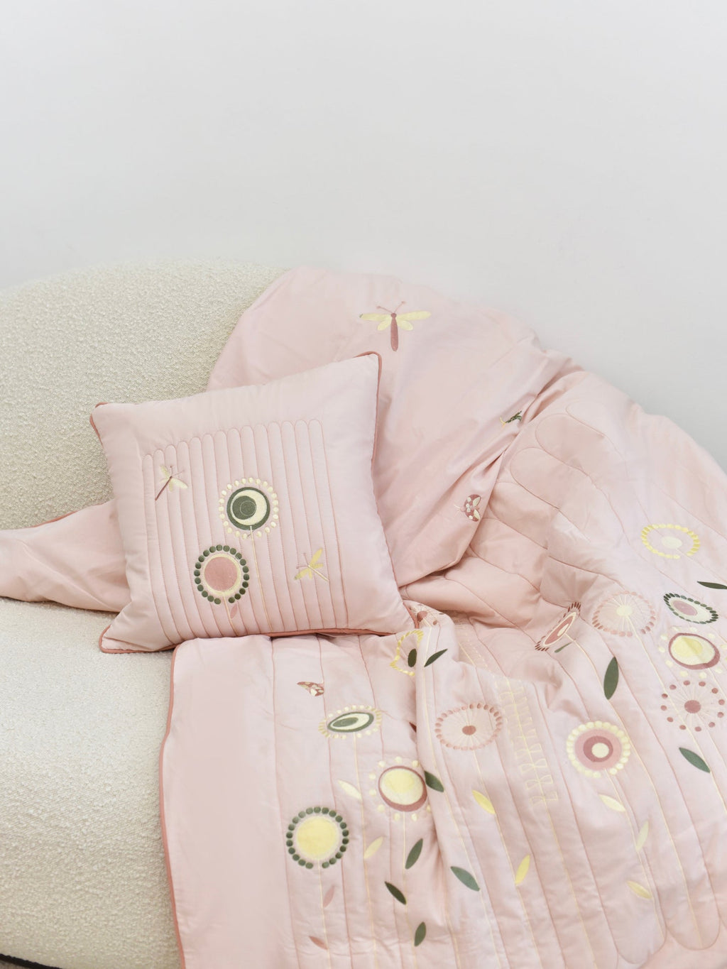 Cotton Quilted Duvet Cover and Pillow case - Pink Blossom｜For Kids
