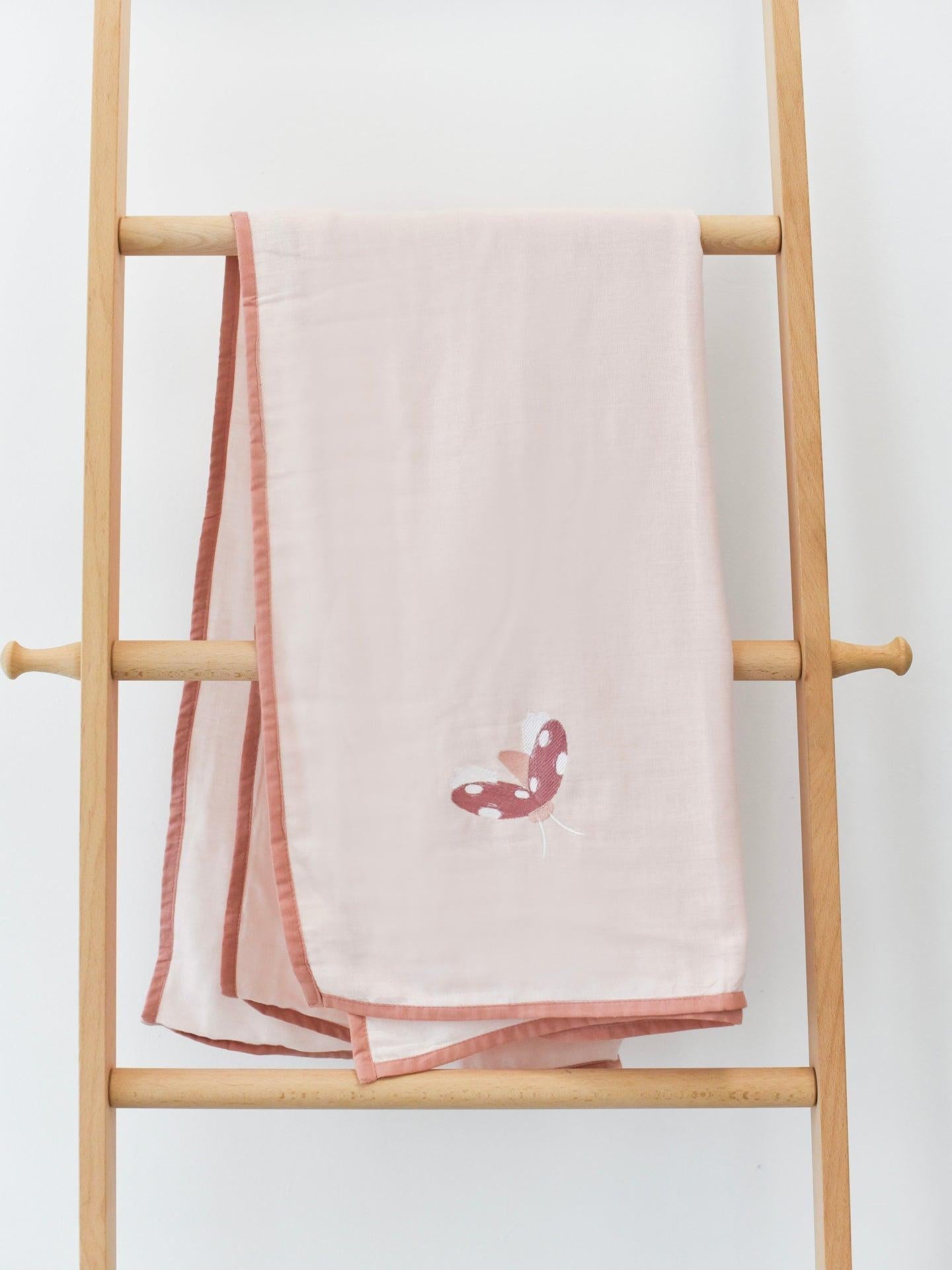 Organic Muslin Swaddle - Pink Blossom｜For Kids and Baby
