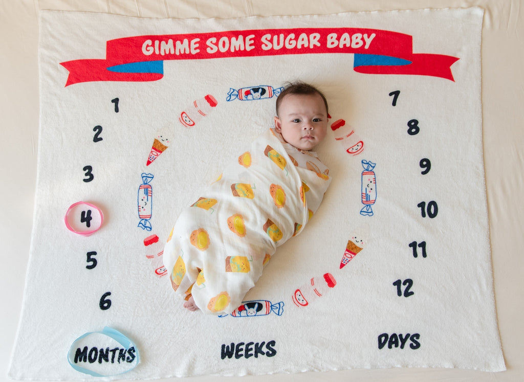 Fleece Milestone Blanket for Baby Photography - Gimme Some Sugar Baby