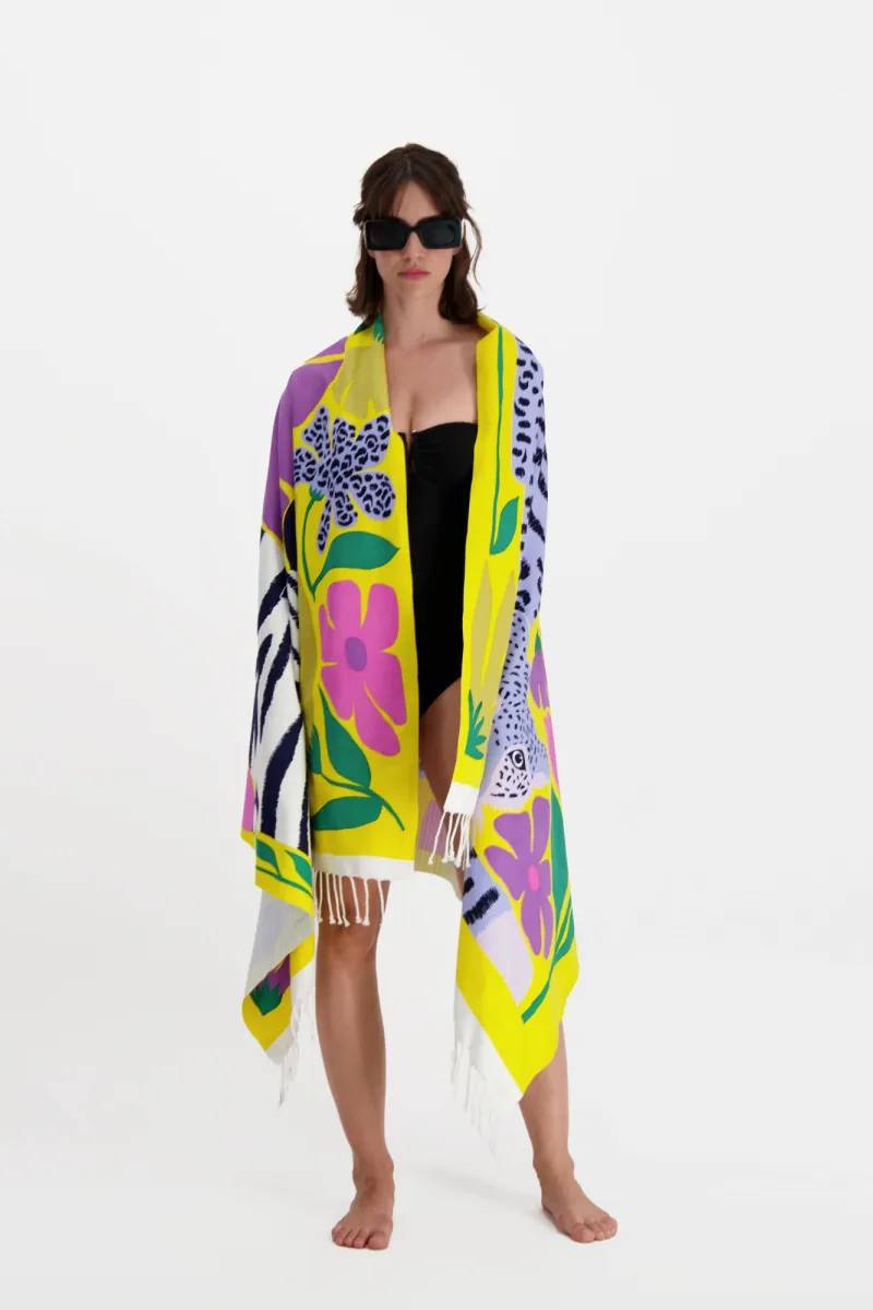 Scarf Fouta 100 Folk Yellow Fo17fol09 Yellow-Jaune