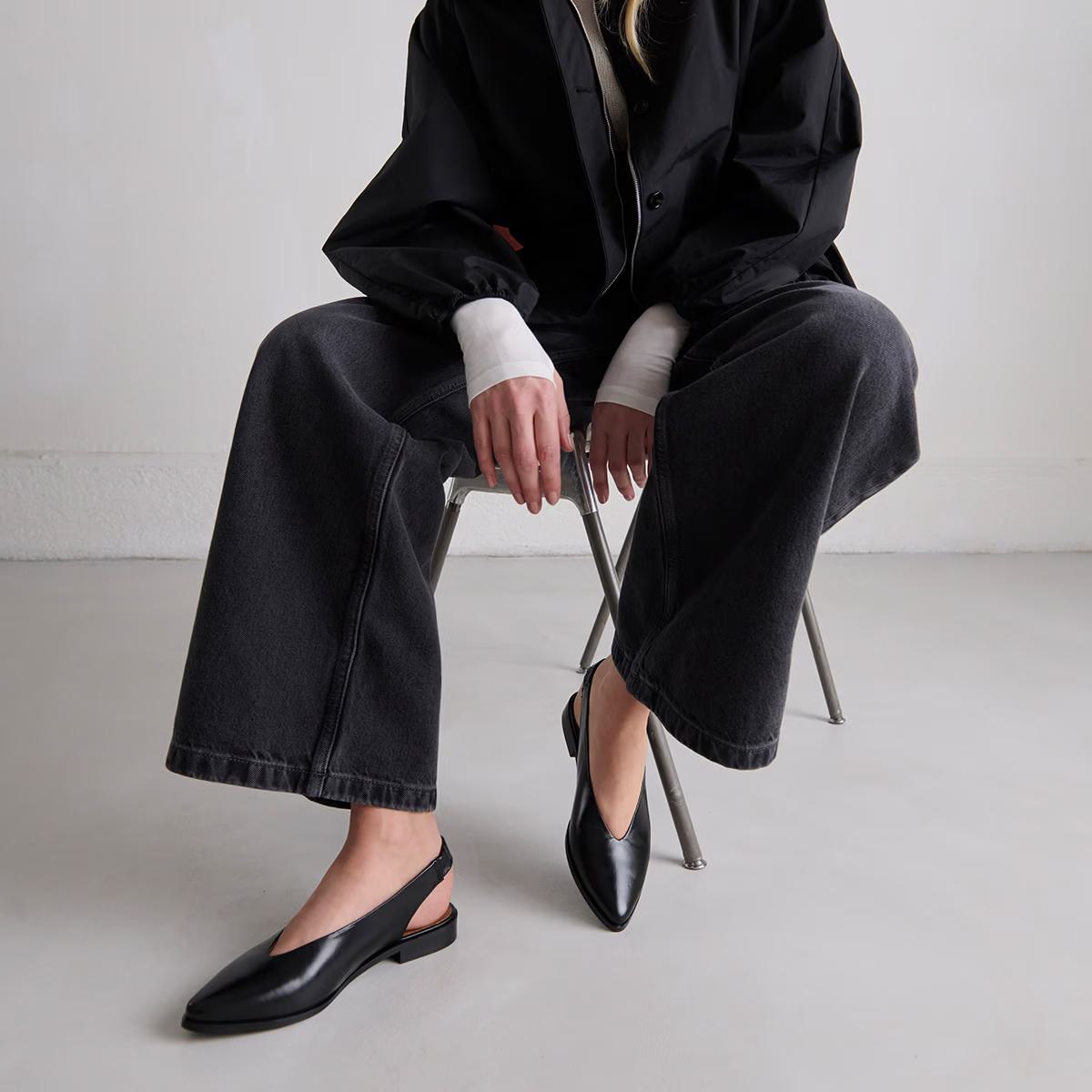 Flat Acajou Cuir Noir