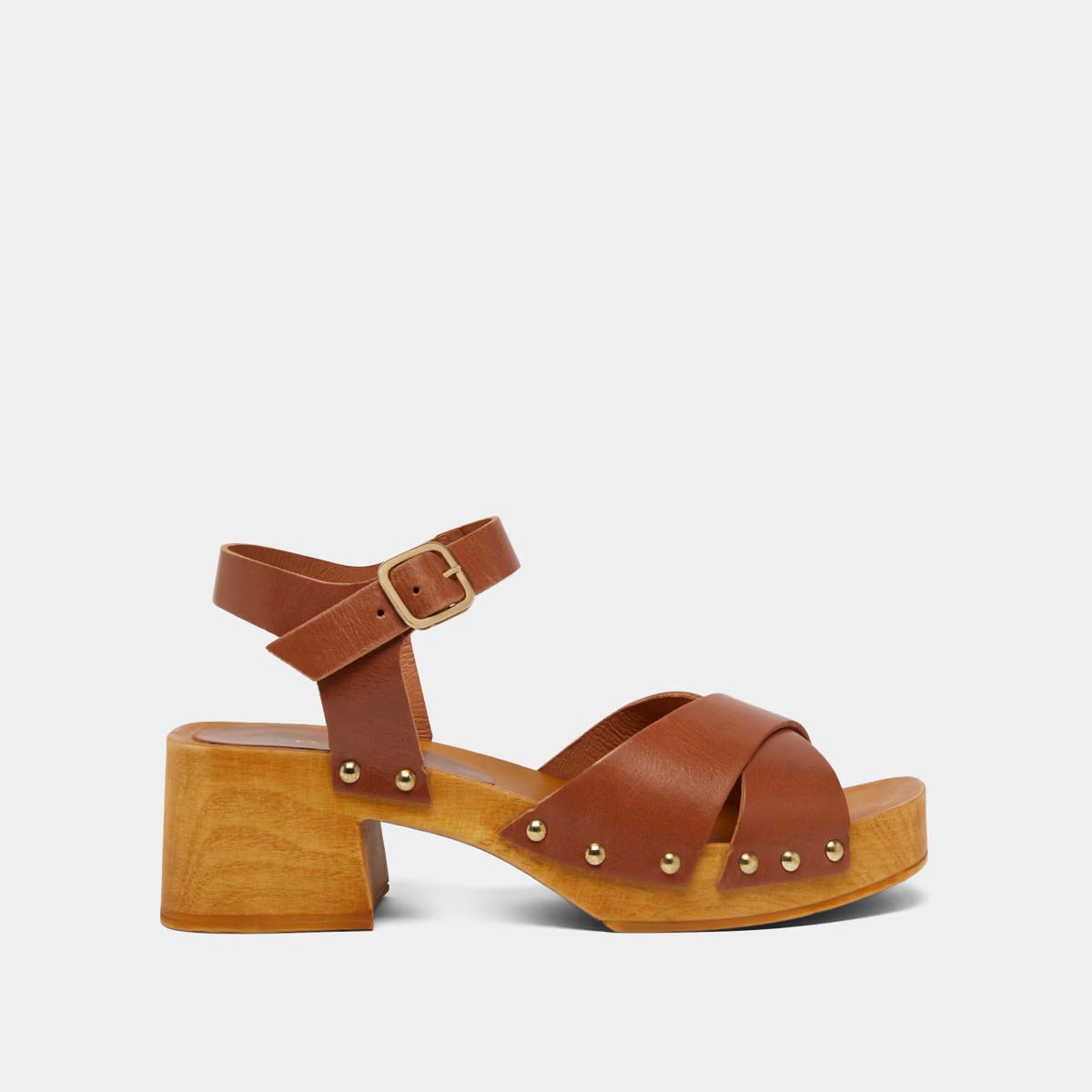Sandal Mae Bis Cuir Cognac