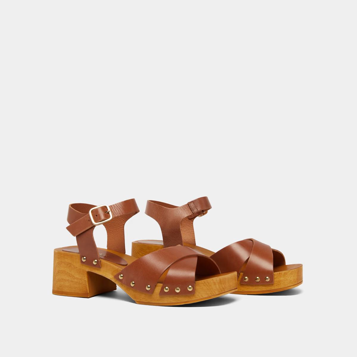 Sandal Mae Bis Cuir Cognac