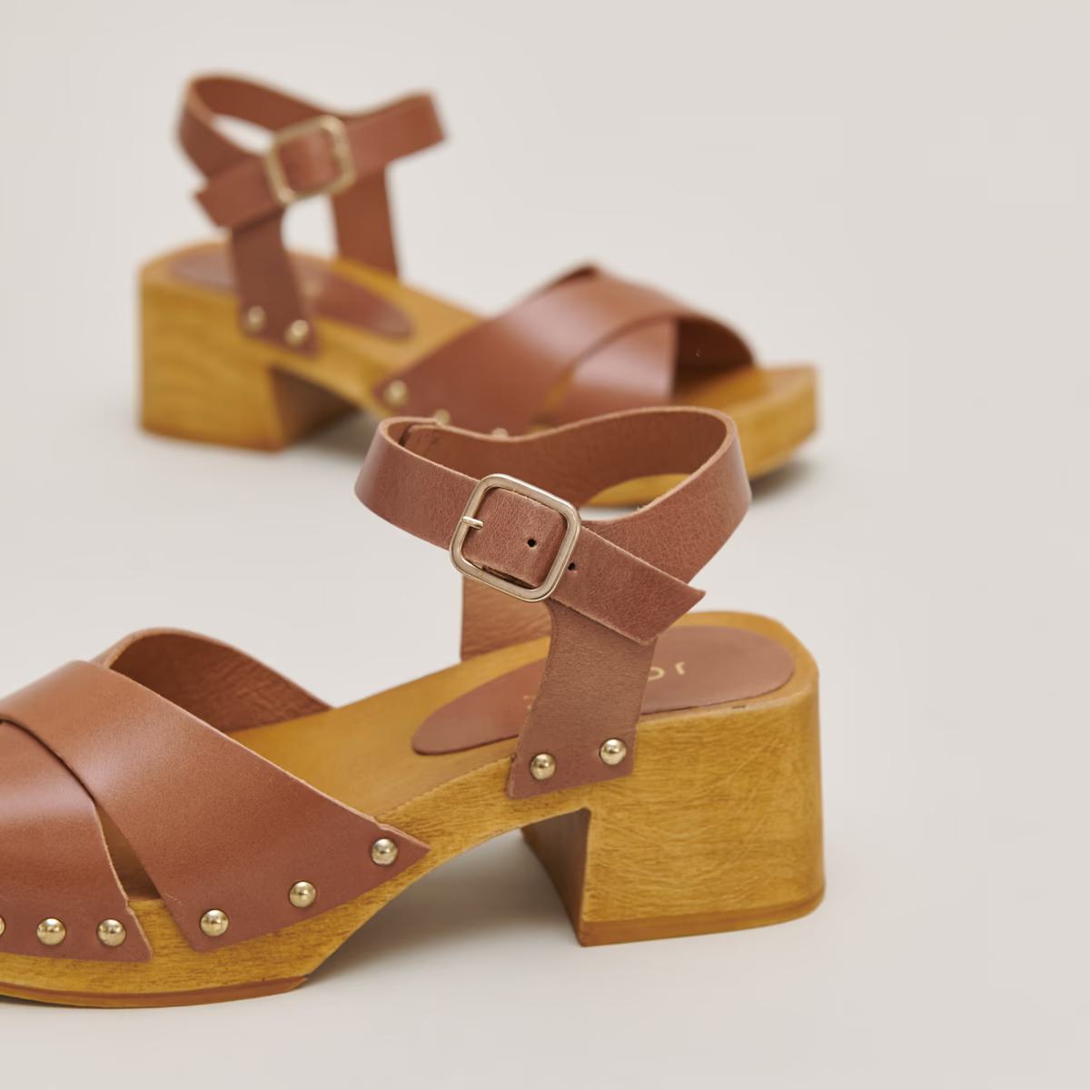 Sandal Mae Bis Cuir Cognac