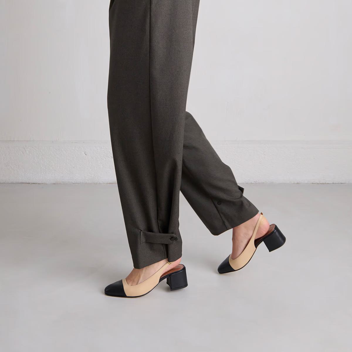 264- Dhapon Cuir/cuir Noir-beige