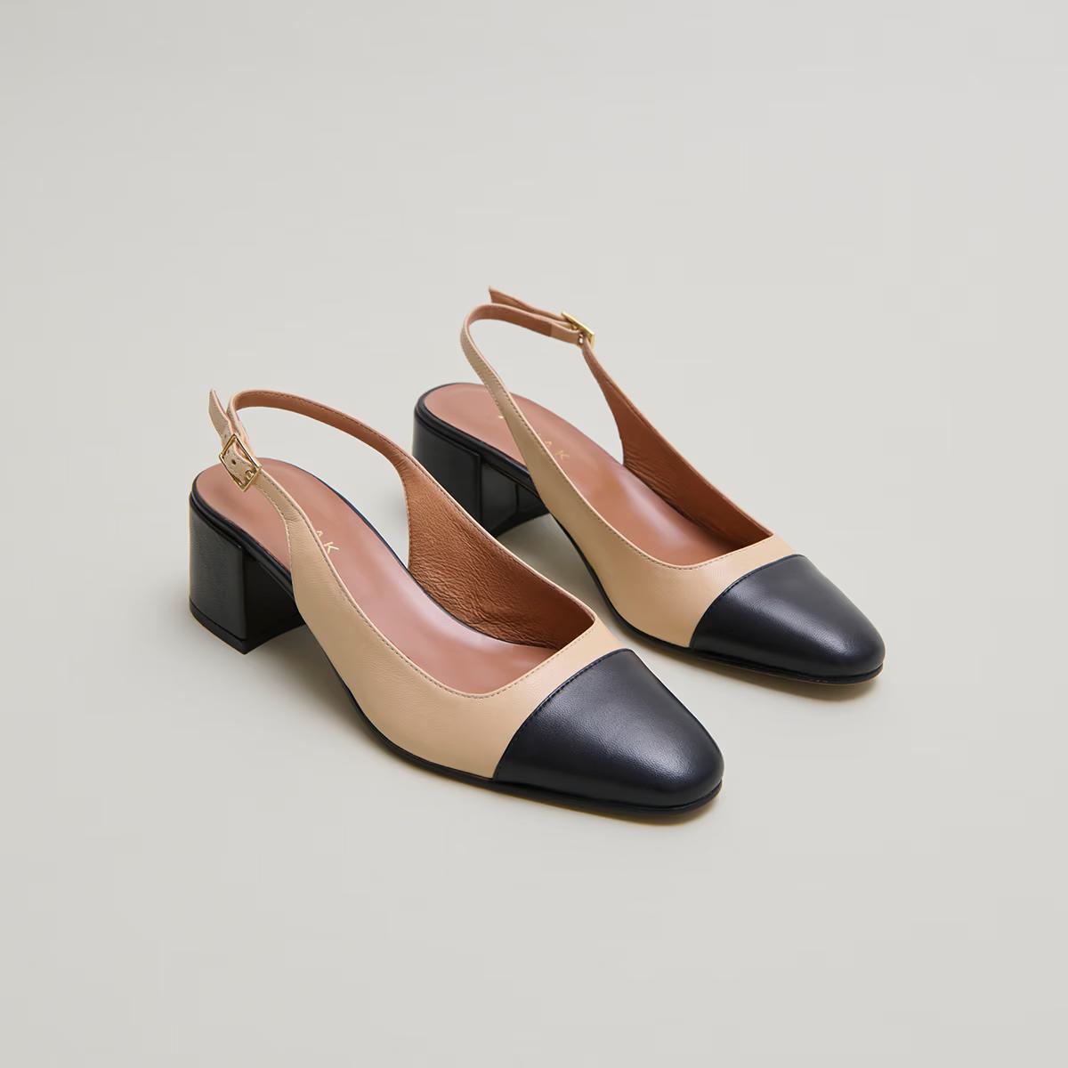 264- Dhapon Cuir/cuir Noir-beige