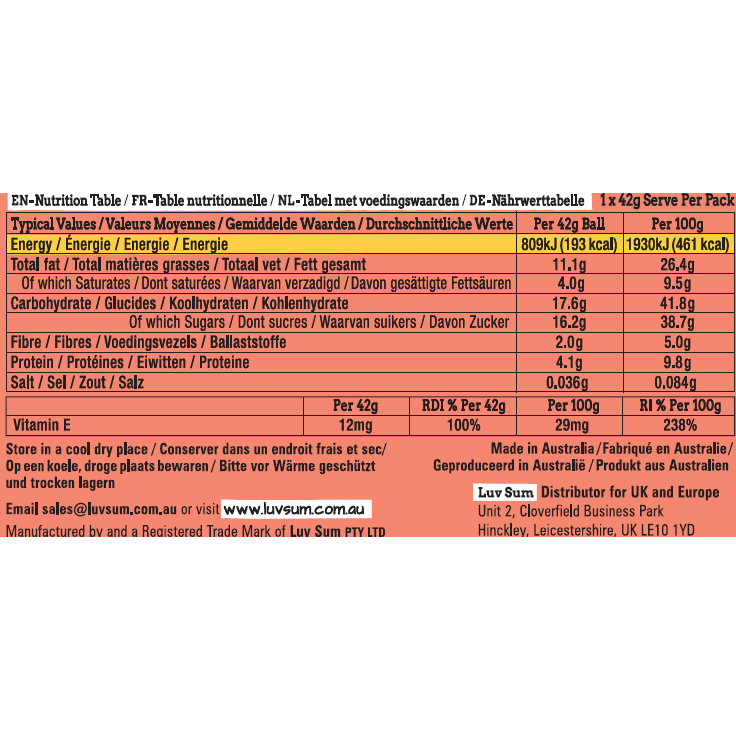 Luv Sum Chocolate Chia Protein Ball 42g