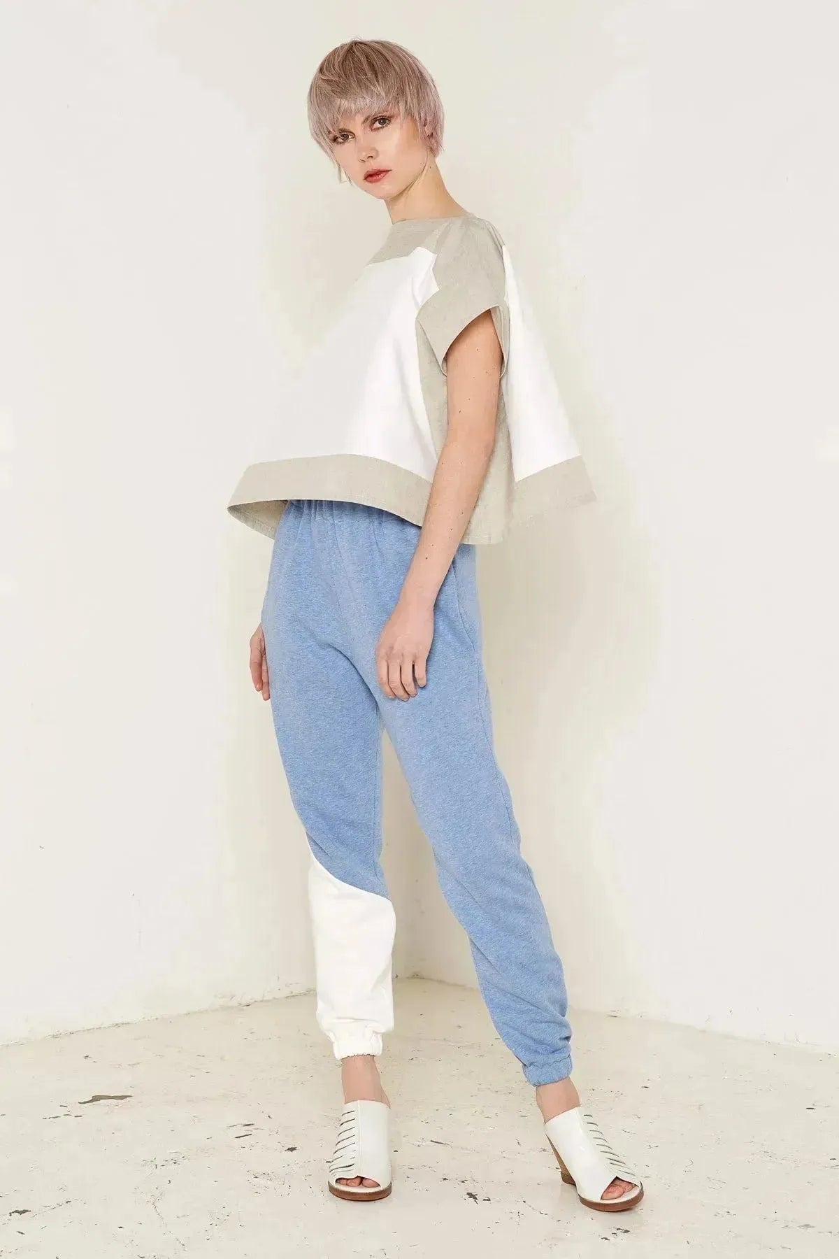 Luna Top (White and Beige)