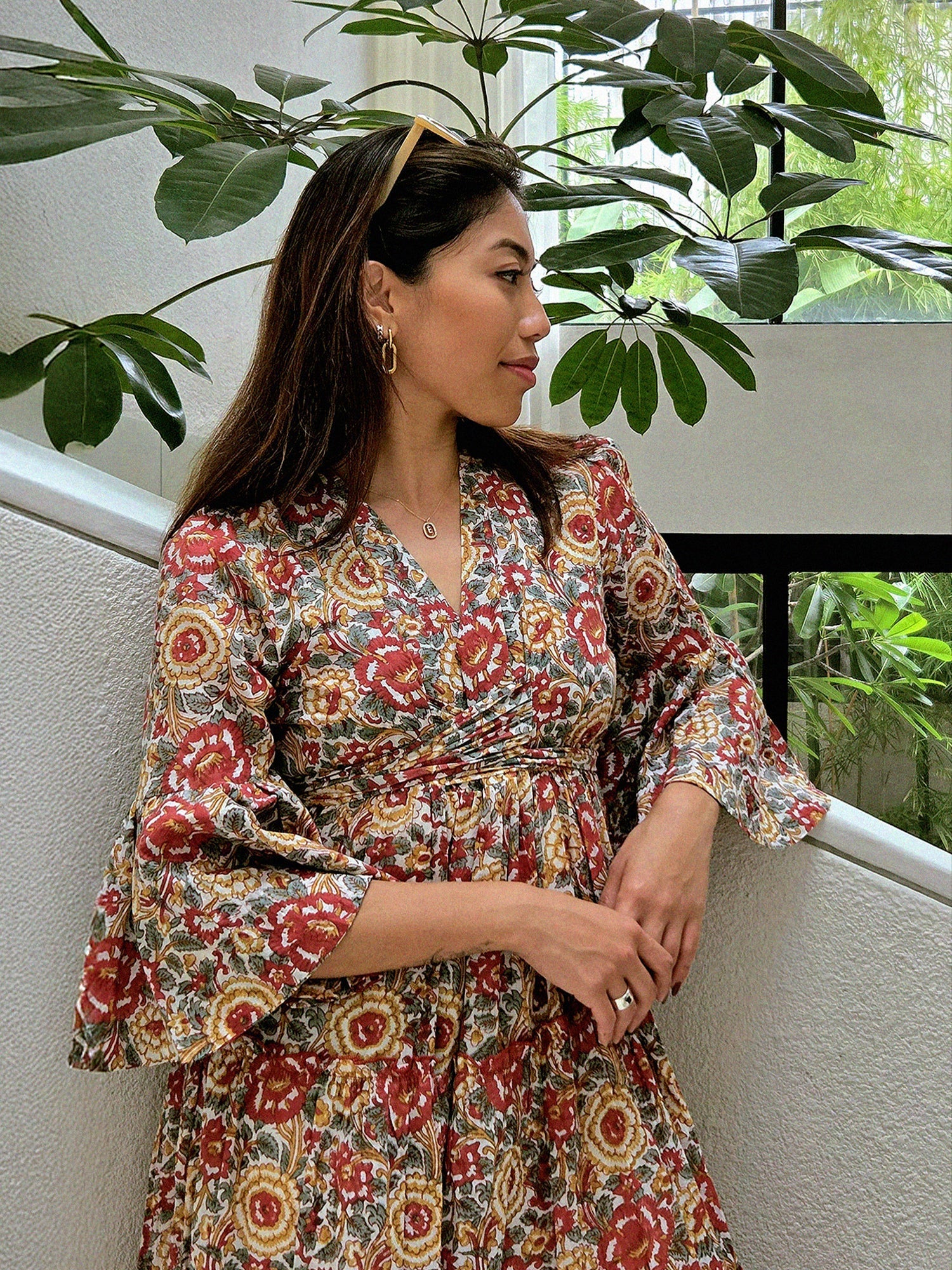 Block Printed Women's Dress - Lucky Red Floral