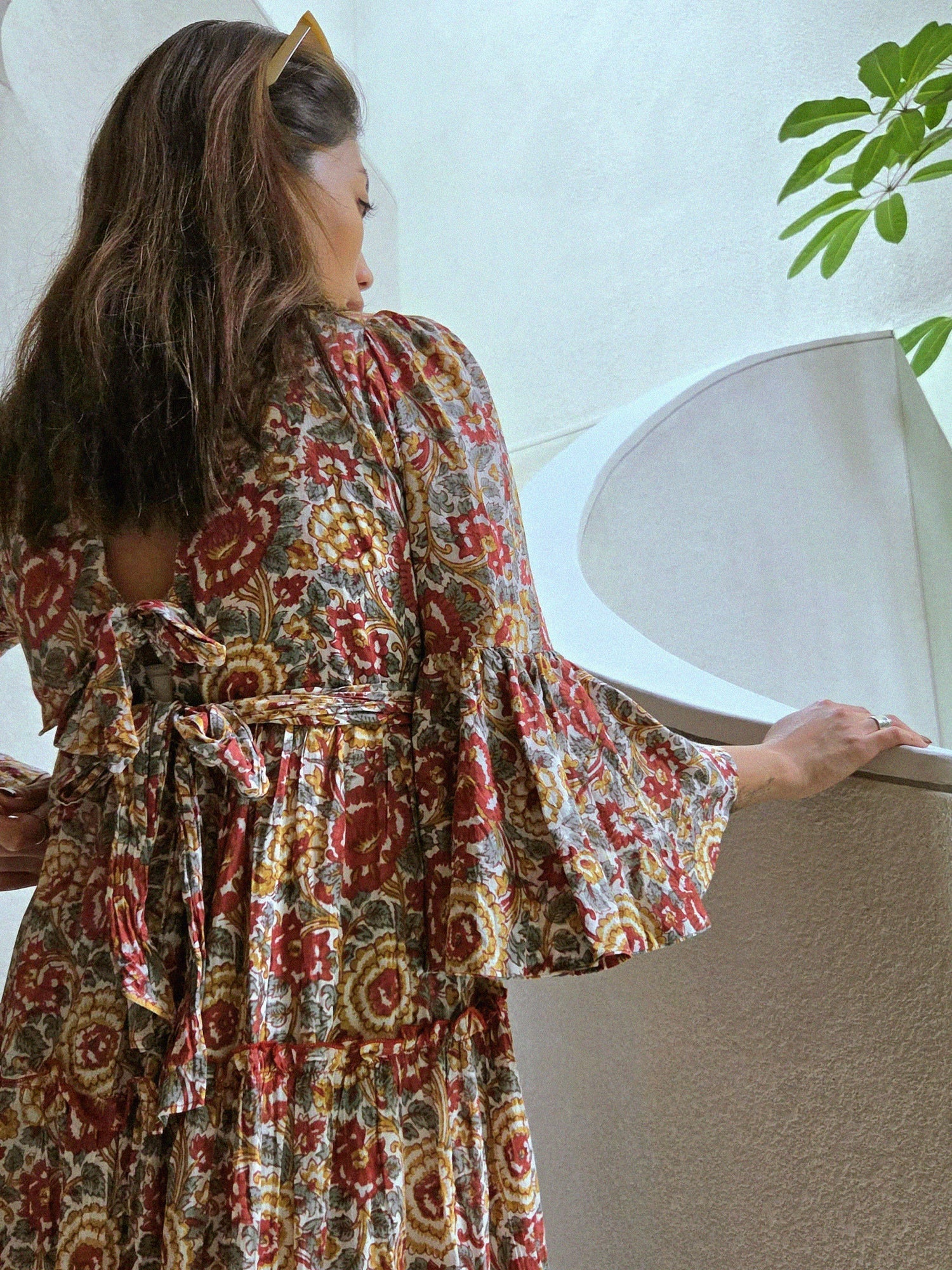 Block Printed Women's Dress - Lucky Red Floral