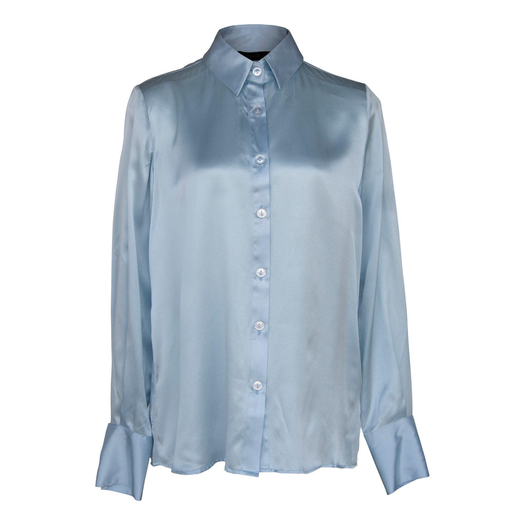 Luxe Silk Blouse in Blue â€?Luxurious Women's Silk Top