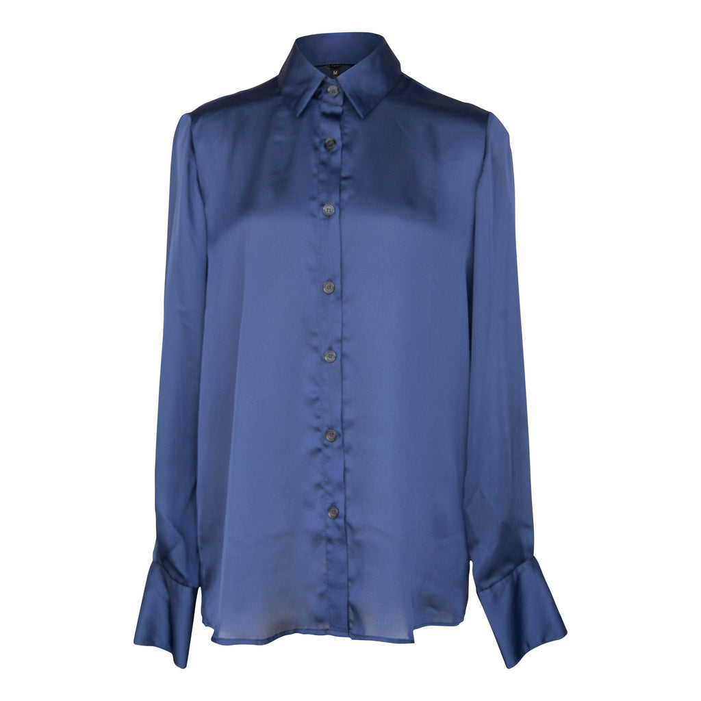 Classy Women Silk Blouse in Royal Blue â€?Elegant Silk Top