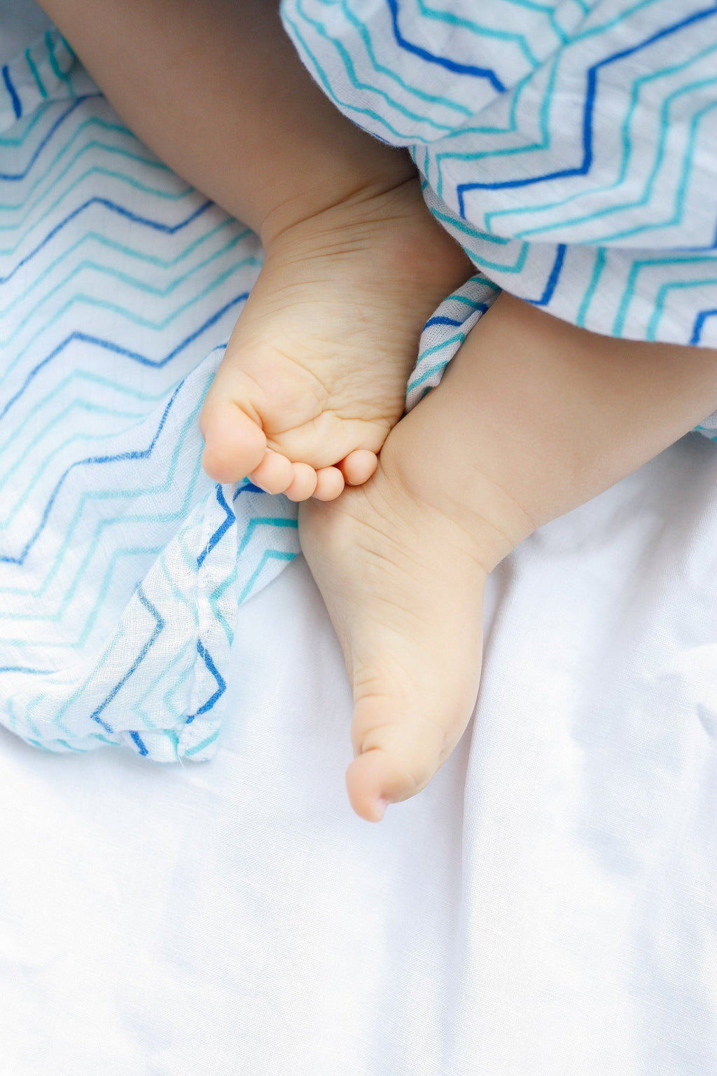 Organic Swaddle Set - Shades of Blue (Chevron & Dotty)