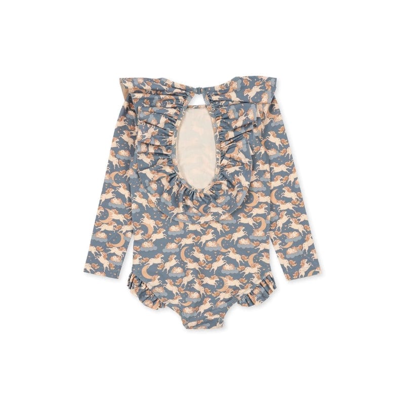 Manuca Ls Frill Swimsuit - Unicorn Blue