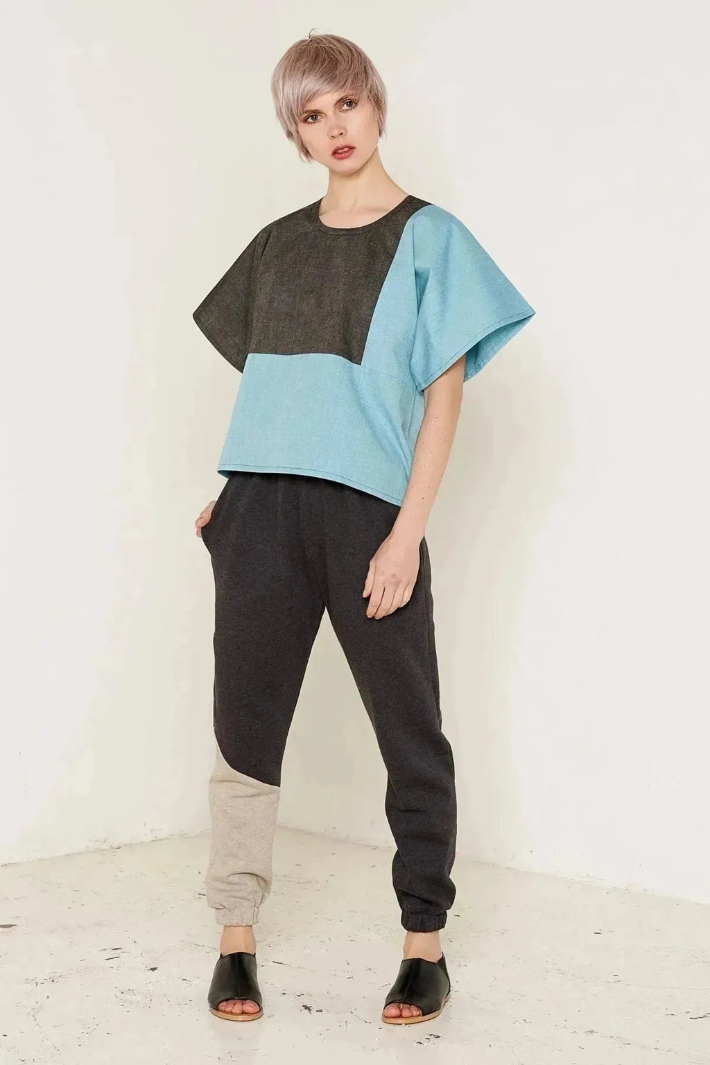 Mars Top (Grey and Aqua)