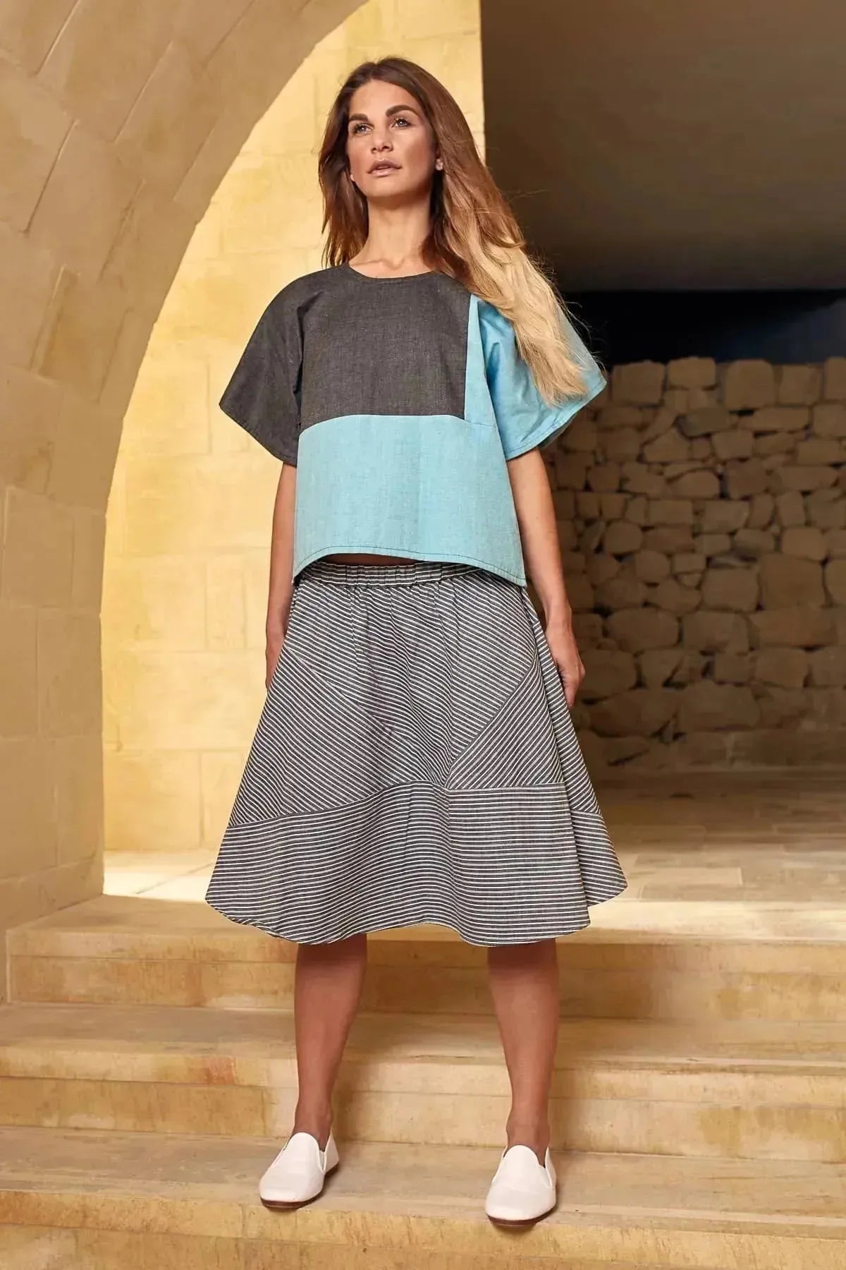 Mars Top (Grey and Aqua)