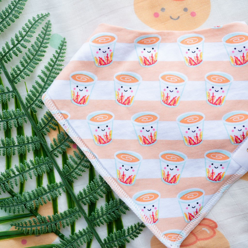 Organic Cotton Bandana Bibs 2pcs Set - Milk Tea + Egg Tart Combo