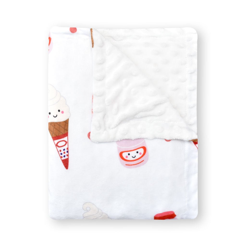 Minky Fleece Sensory Baby Blanket - Yogurt Drink + Ice Cream