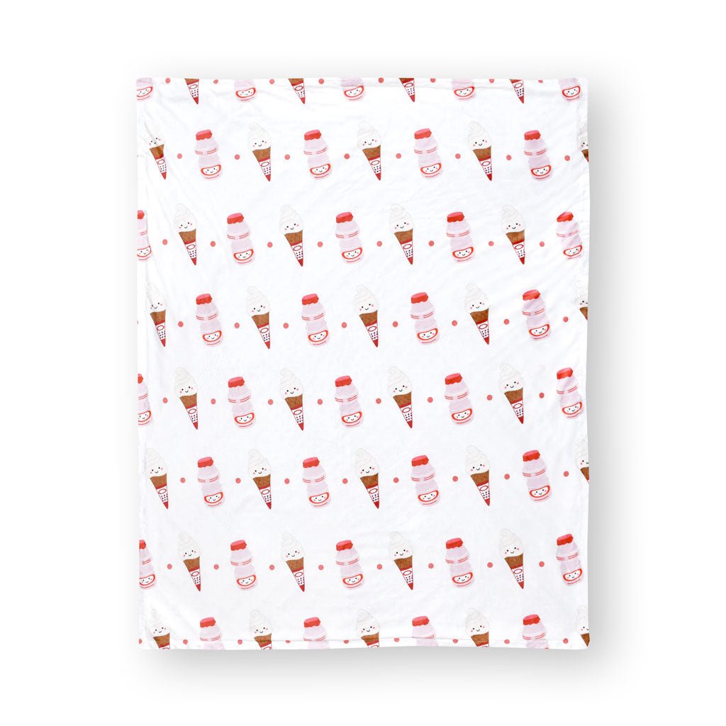 Minky Fleece Sensory Baby Blanket - Yogurt Drink + Ice Cream