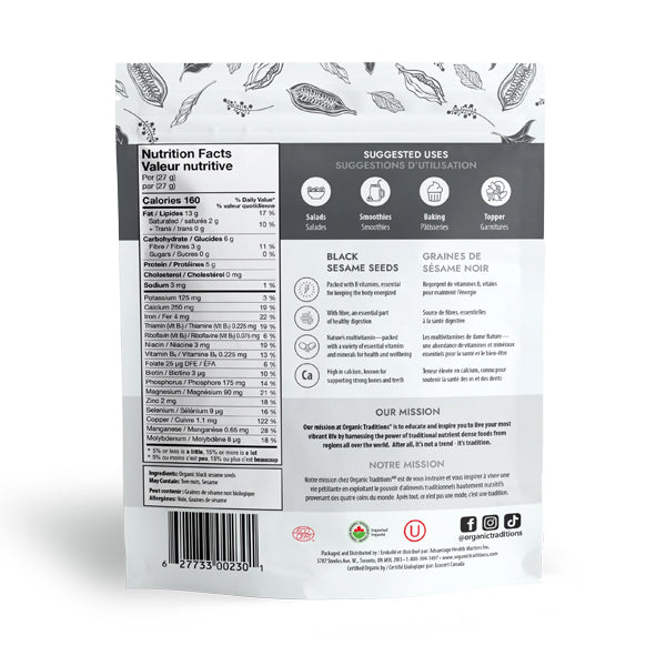Organic Traditions Black Sesame Seeds 227g