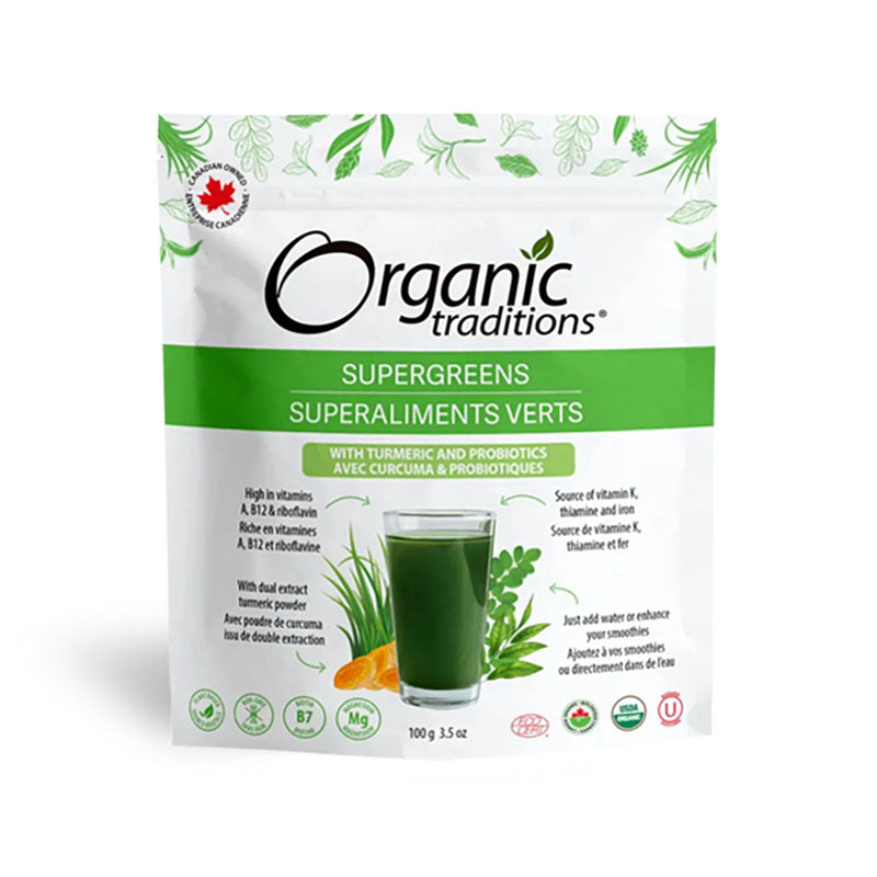 Organic Traditions Supergreens w/ Turmeric &amp; Probiotics 100g