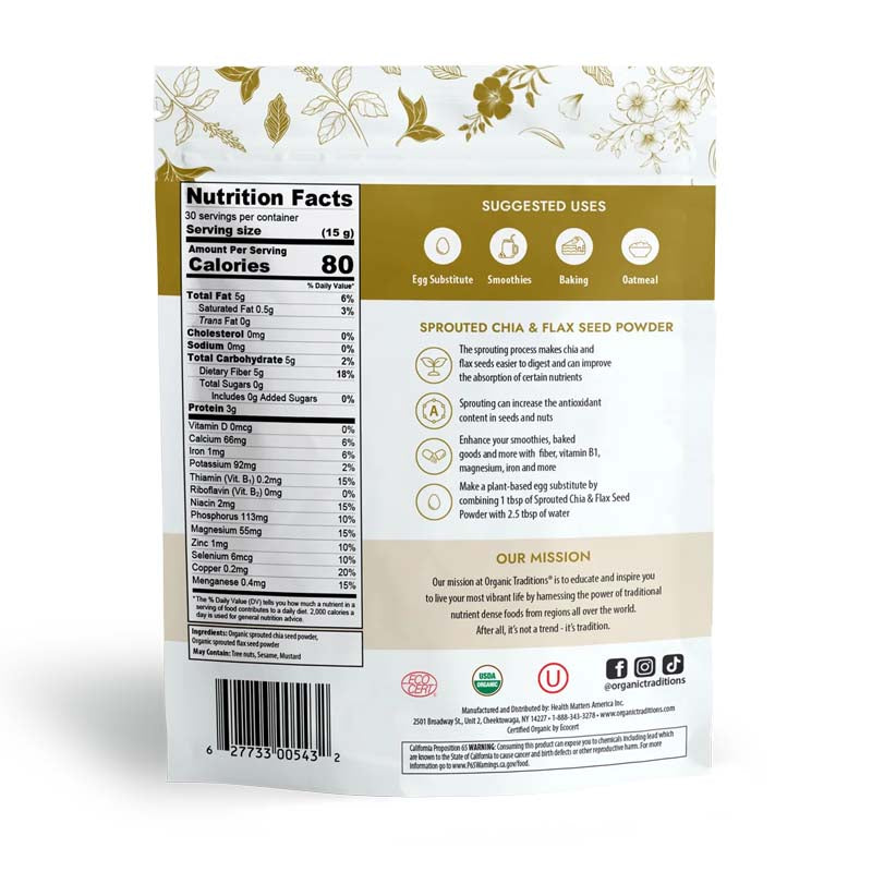 Organic Traditions Sprouted Chia & Flax seed powder