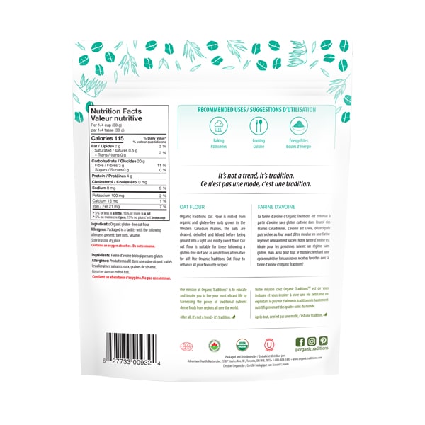 Organic Traditions Oat Flour 500g