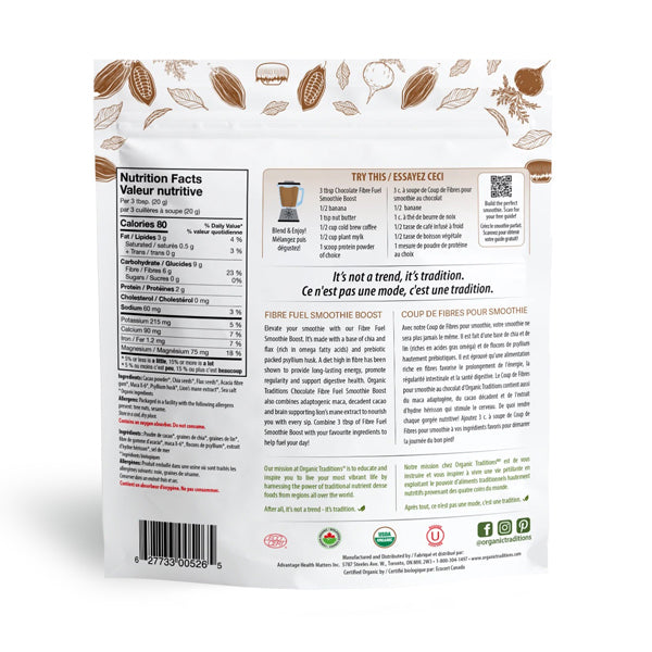 Organic Traditions Fibre Fuel Smoothie Boost - Chocolate 300g