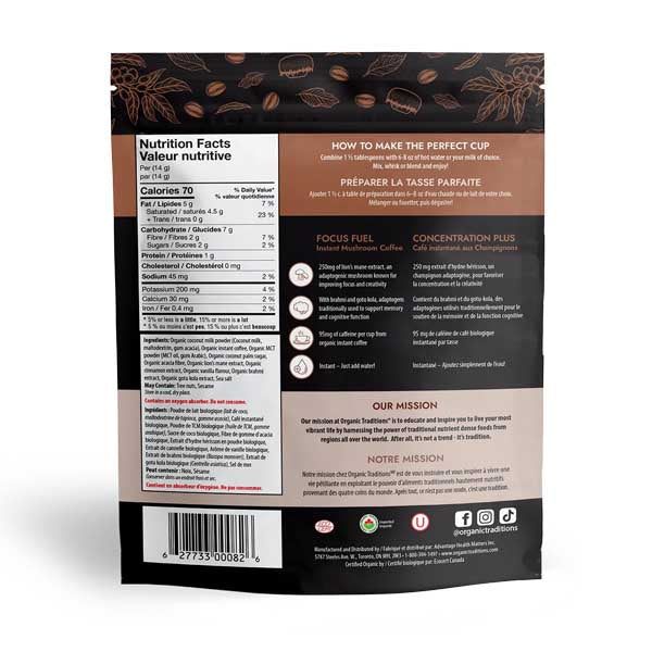 Organic Traditions Focus Fuel Coffee 140g Keto Friendly
