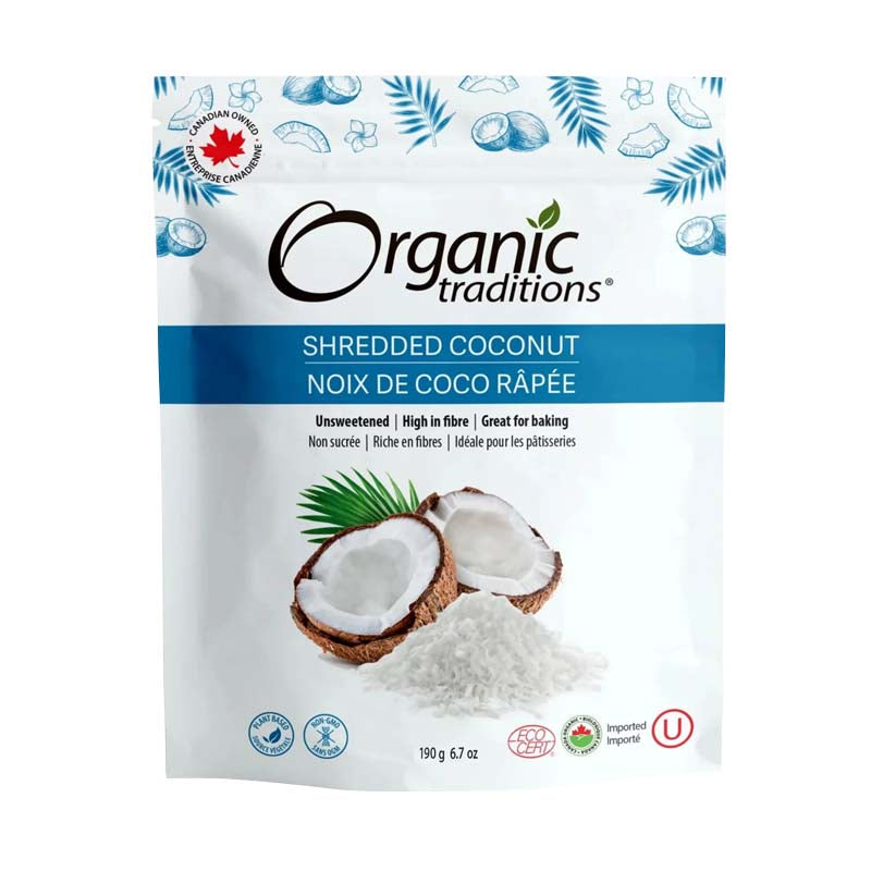 Organic Traditions Shredded Coconut 190g Keto-friendly