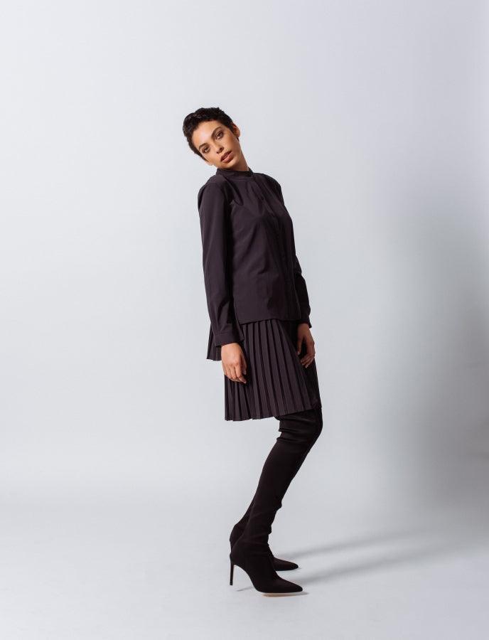 Stylish Pleated Blouse in Black â€?Women's Elegant Top