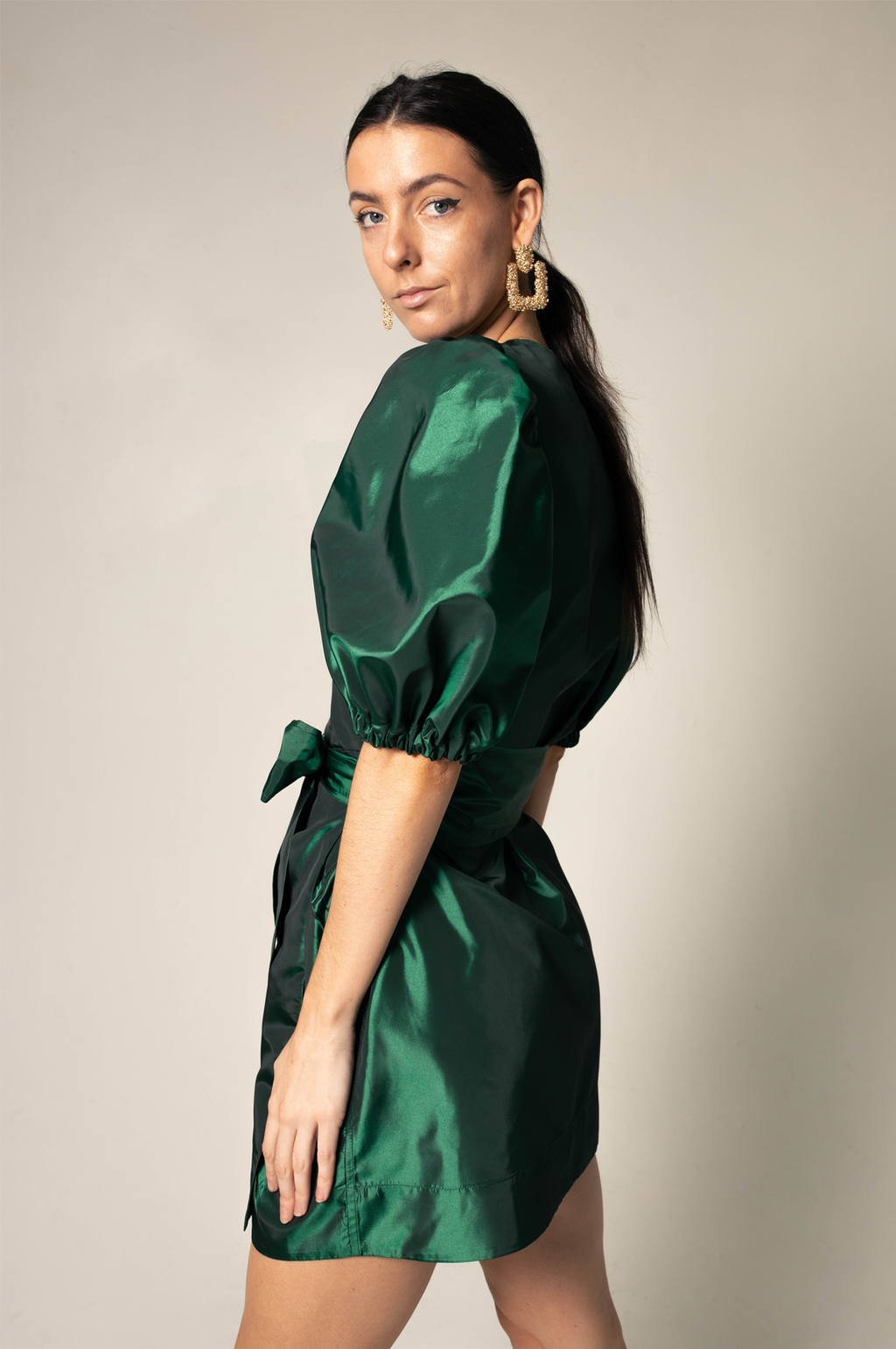 Glimmer Green Wrap Dress â€?Women's Elegant Wrap Dress