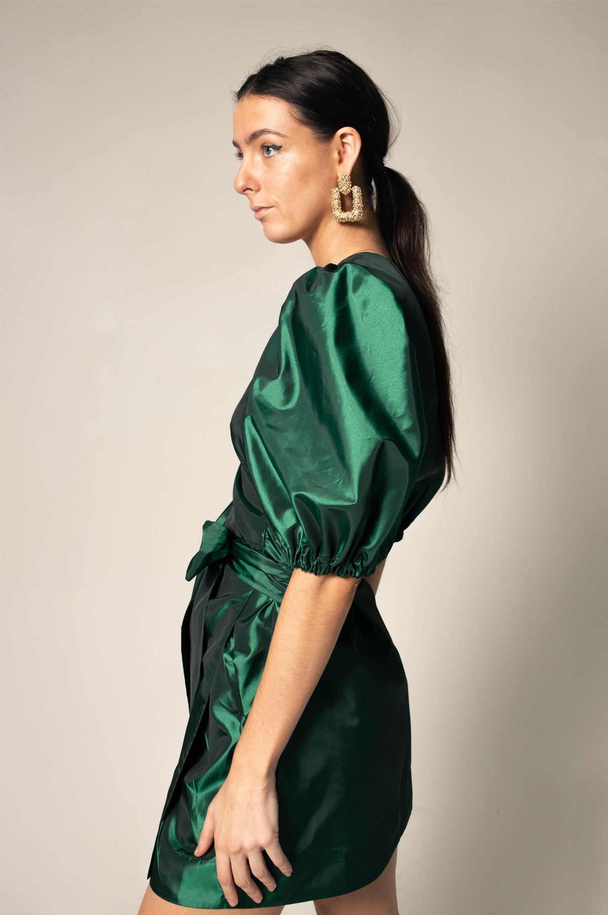 Glimmer Green Wrap Dress â€?Women's Elegant Wrap Dress