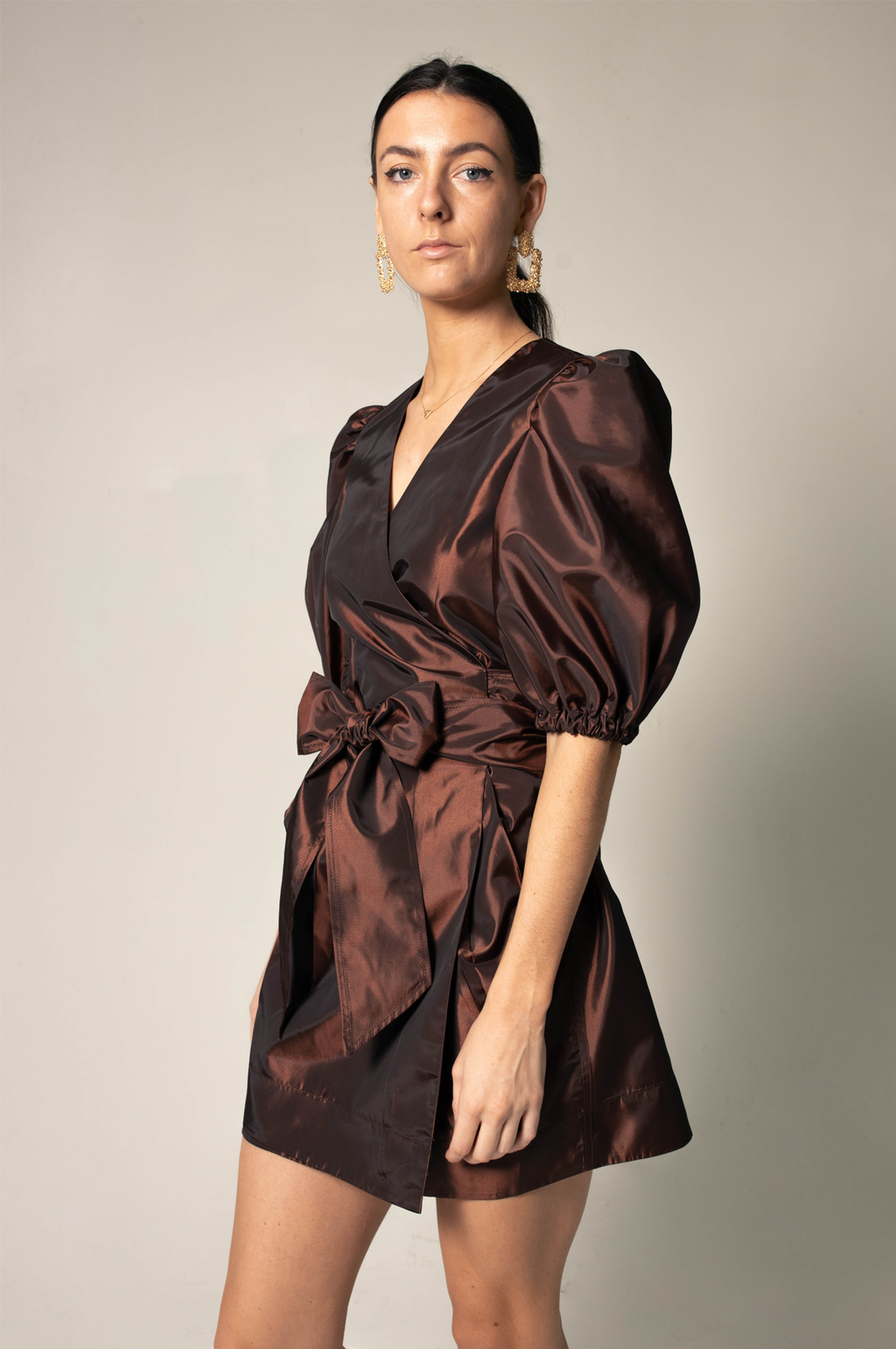 Power Bordeaux Red Wrap Dress â€?Elegant Women's Dress