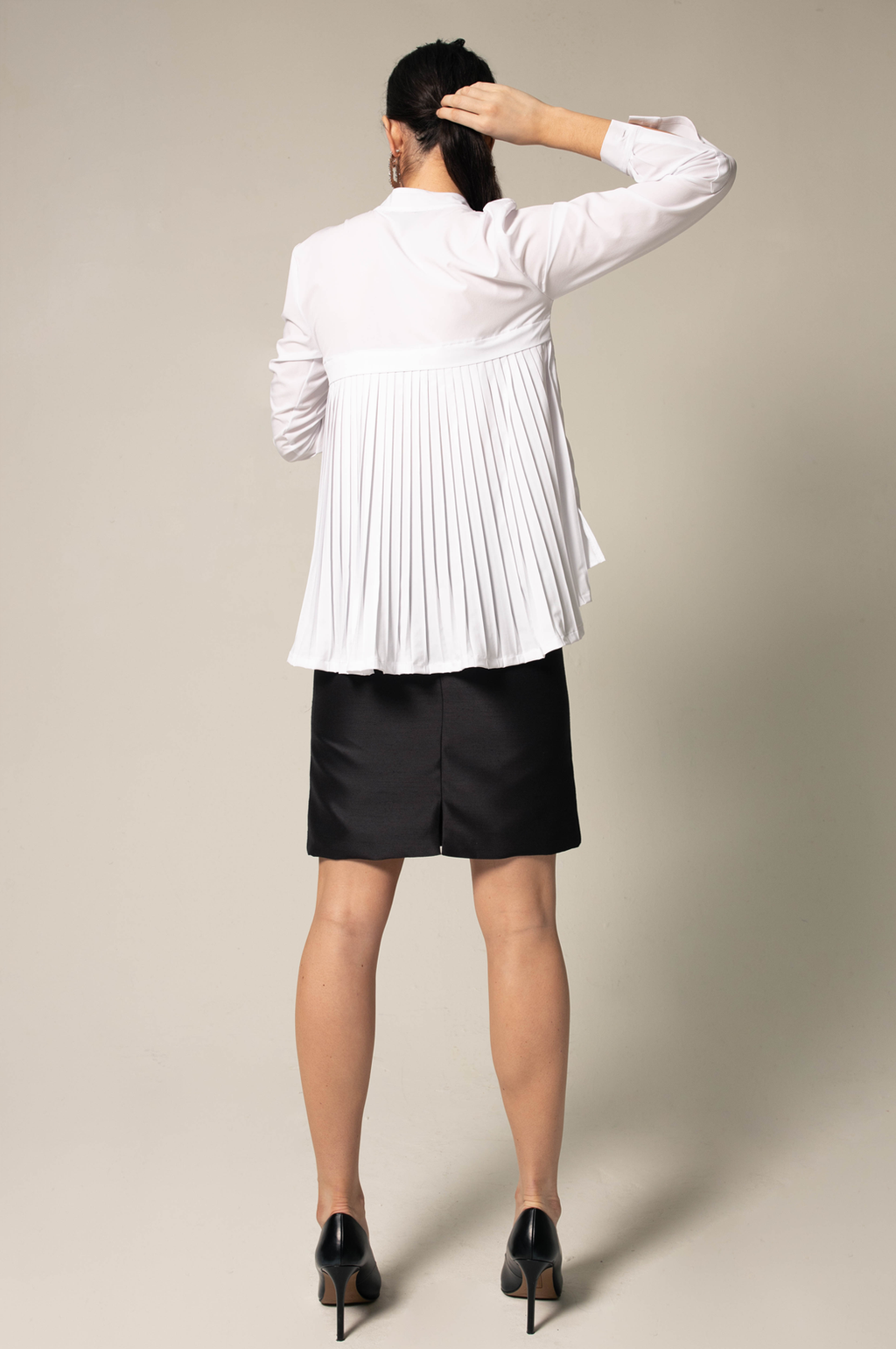 Stylish Pleated Blouse in White â€?Women's Elegant Top