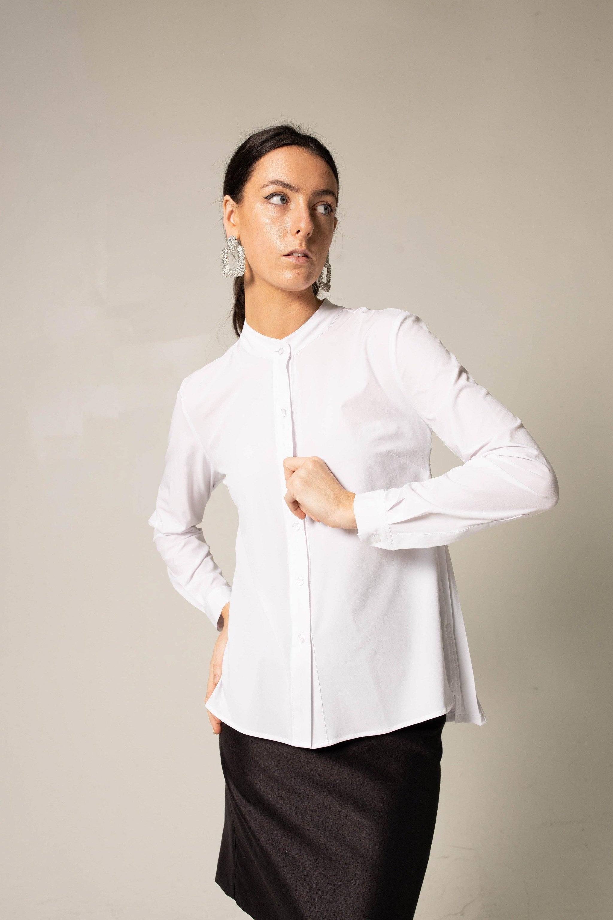 Stylish Pleated Blouse in White â€?Women's Elegant Top