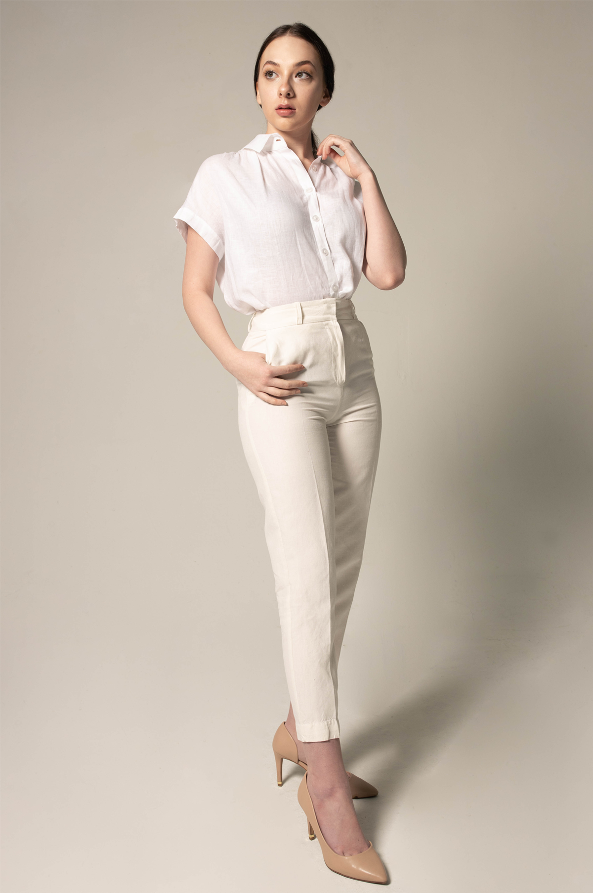 Classic Linen White Blouse â€?Women's Elegant Linen Top
