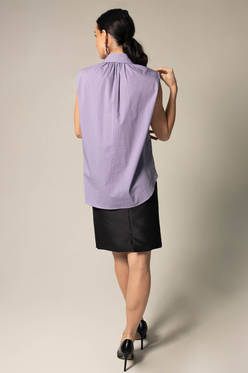 Italian Cotton Purple Sleeveless Shirt â€?Women's Chic Summer Top