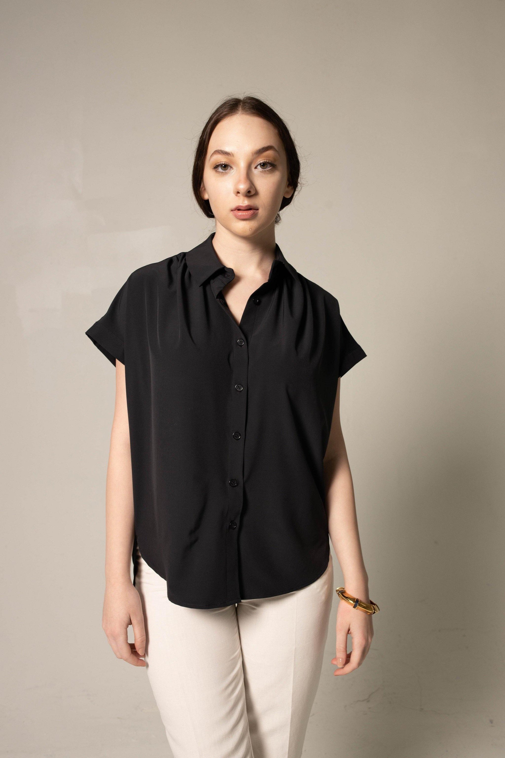 Classic Black Blouse â€?Elegant Women's Top